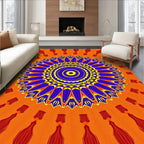 Vibrant Orange Blue Yellow Mandala Rug
