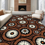 Rustic Orange Cream Floral Burst Rug