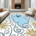 Playful Blue Ghost Whimsical Stars Rug