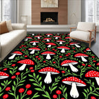 Enchanted Forest Red Mushroom Swirl Rug