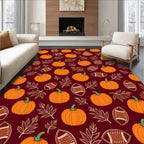 Autumn Pumpkin Football Leaf Toss Rug