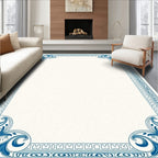 Classic Blue Floral Scroll Border Rug