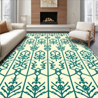 Teal Abstract Vertical Repeating Motif Rug