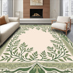 Green Leaf Vine Accent Frame Rug