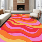 Retro Pink Orange Wave Rug