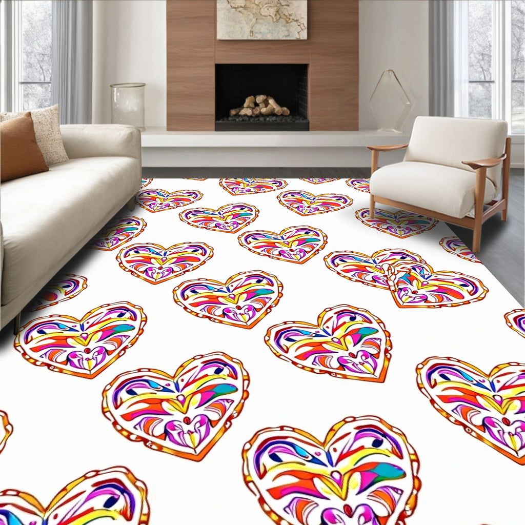 Vibrant Hearts Collection Repeating Artwork Rug