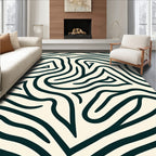 Cream Black Abstract Swirl Organic Rug