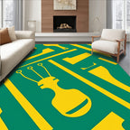 Golden Yellow Tools Grid Rug