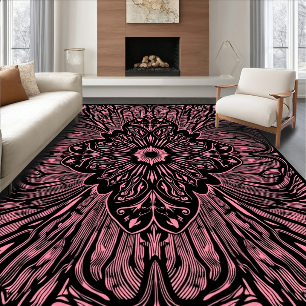 Pink Petal Burst Abstract Rug