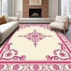 Crimson Stylized Floral Centerpiece Rug