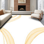 Golden Brushstroke Swirl Abstract Rug