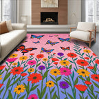 Whimsical Butterfly Garden Flower Medley Rug