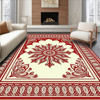 Crimson Cream Floral Sun Medallion Rug