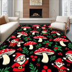 Whimsical Red Mushroom Gnome Garden Rug