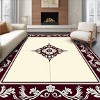 Deep Cherry Floral Medallion Border Rug