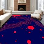 Crimson Waves on Deep Blue Field Rug