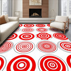 Red White Concentric Circles Collage Rug