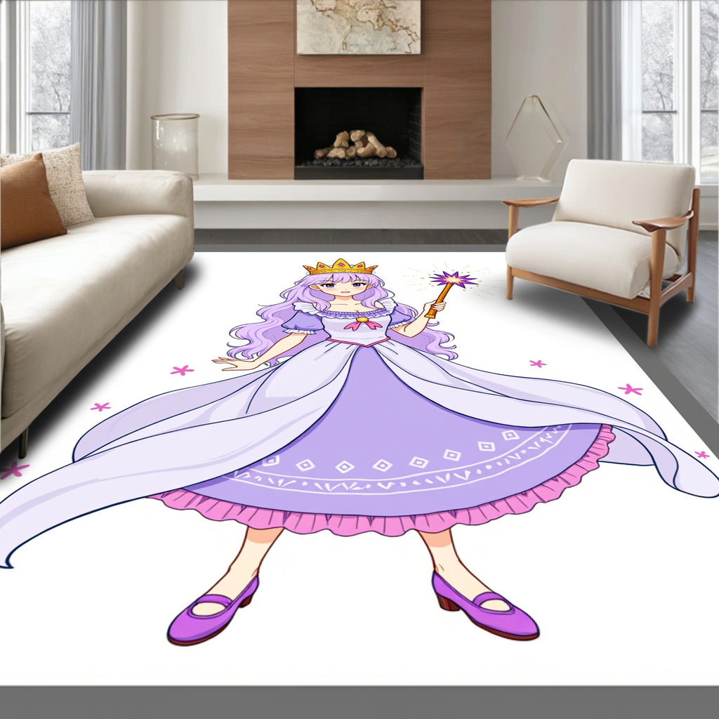 Enchanting Lavender Princess Wand Stars Rug