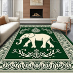 Cream Elephant Emerald Border Rug