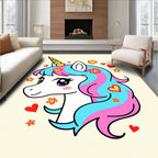 Adorable Unicorn Hearts and Flowers Rug
