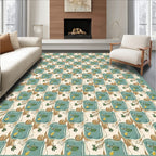 Retro Teal Abstract Floral Repeating Rug