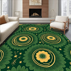Emerald Green Yellow Floral Burst Rug