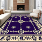 Deep Violet Creamous Floral Mandala Rug