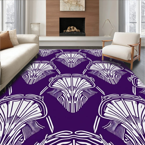 Art Deco Plum Fan Motif Rug