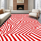 Crimson Angular Jagged Lines Rug