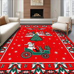 Christmas Village Santa Claus Driving Rug