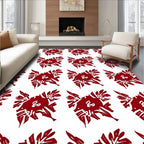 Crimson Medallion Leaf Scroll Rug