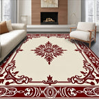 Deep Red Ornate Central Bloom Rug