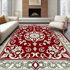 Ornate Crimson Blossom Border Rug