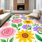 Pink Yellow Purple Floral Collage Rug
