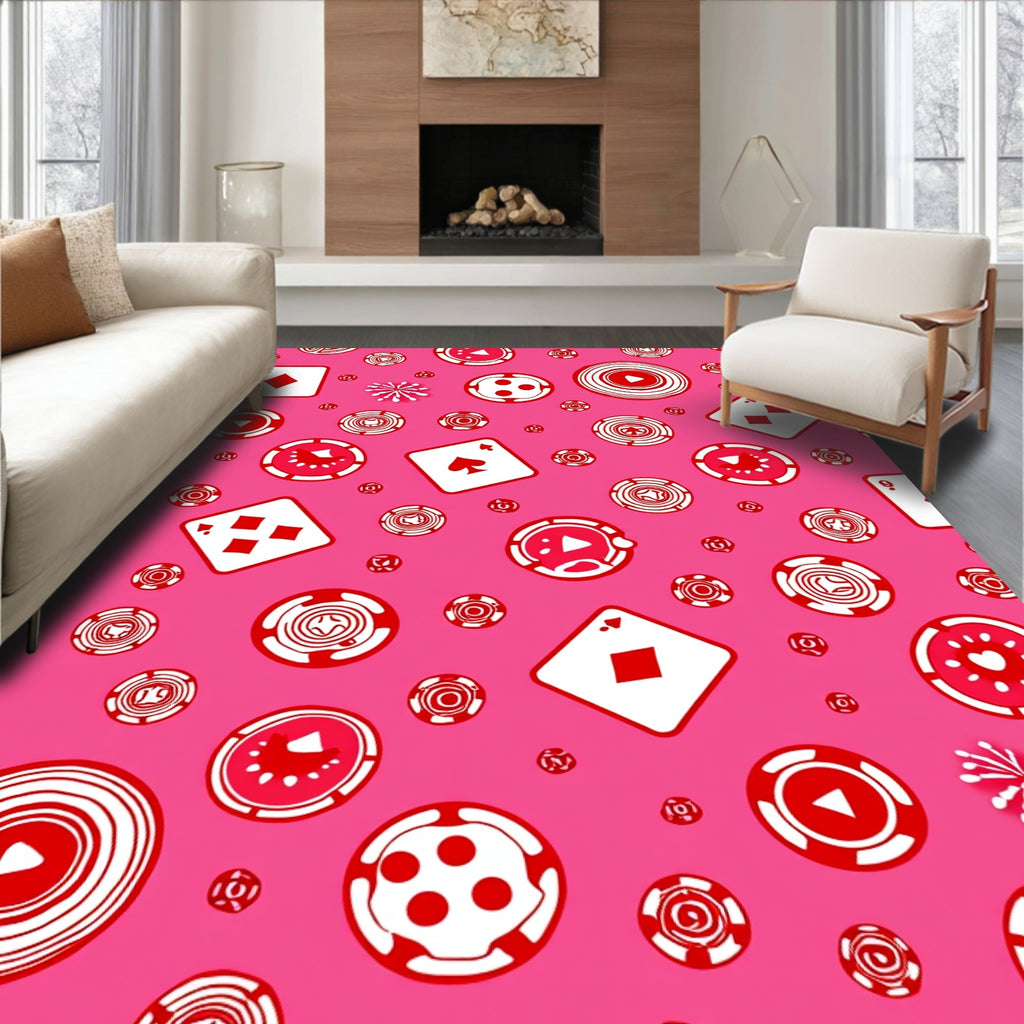 Red Diamond Spade Poker Chips Rug