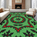 Green Red Christmas Wreath Medallion Rug