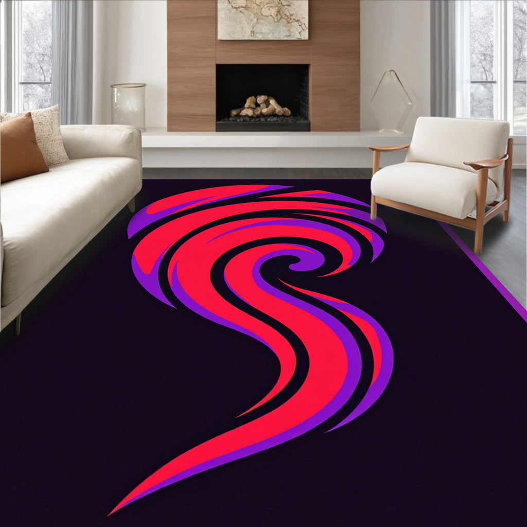 Crimson Purple Swirl Flame Rug