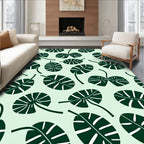 Dark Green Tropical Leaf Scatter Rug
