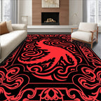 Bold Crimson Abstract Swirls Rug