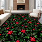 Festive Red Holly Leaf Garland Rug