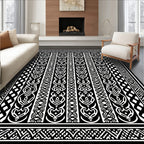 Black White Celtic Knot Border Rug