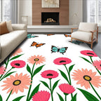 Whimsical Butterfly Floral Meadow Rug