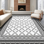 Classic Black White Diamond Lattice Frame Rug