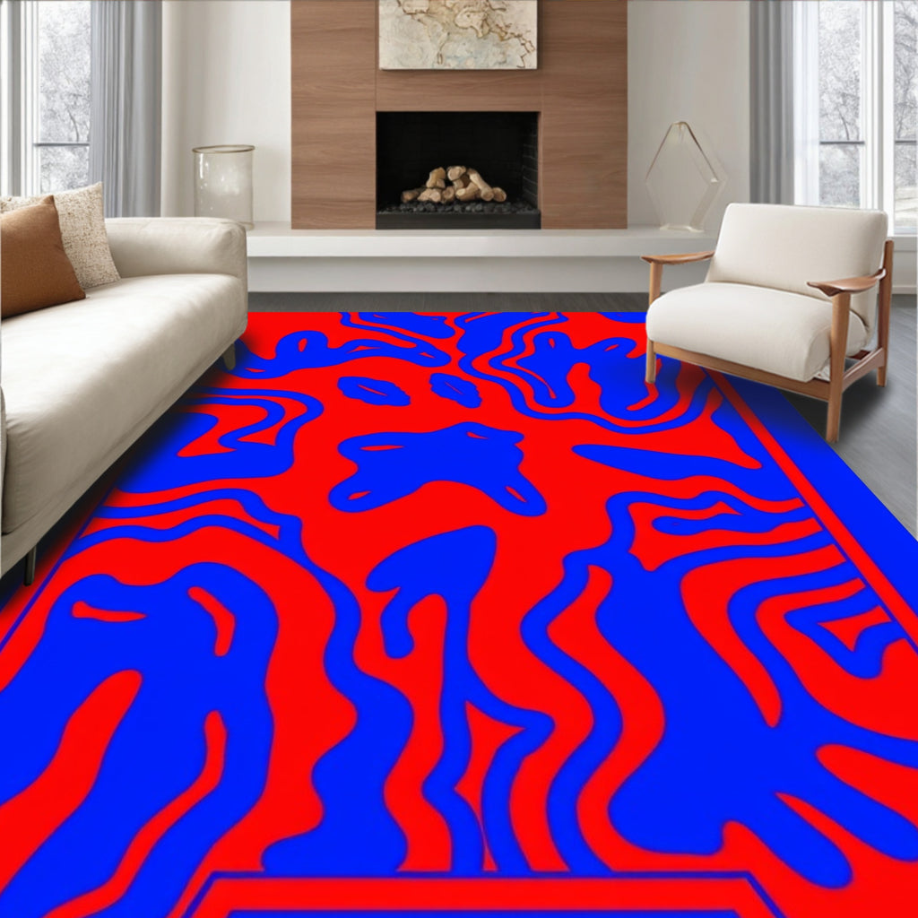 Bold Red Blue Flow Rug