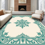 Victorian Teal Floral Square Rug