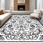 Gothic Black Swirl Skull Heart Rug