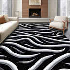Monochrome Wavy Stripe Texture Rug