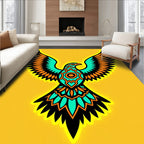 Bold Teal Orange Eagle Crest Rug