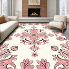 Baroque Pink Floral Swirl Illustration Rug