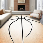 Orange and White Basketball Lines Rug